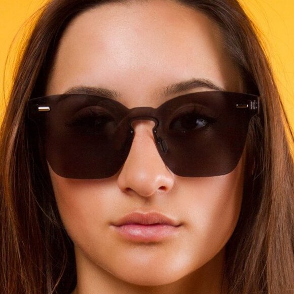 Black Frameless Shield Sunglasses - Picture 1 of 9